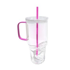 Target Bullseye's Playground 32oz Clear Glass Tumbler - Pink Straw (NEW)